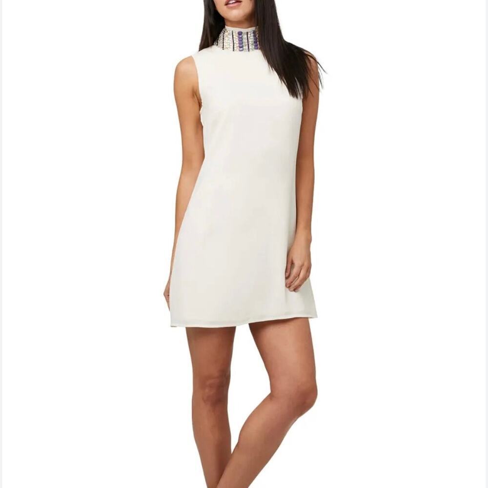 As By Df Light Blush Beaded Neck Shift Mini Dress
